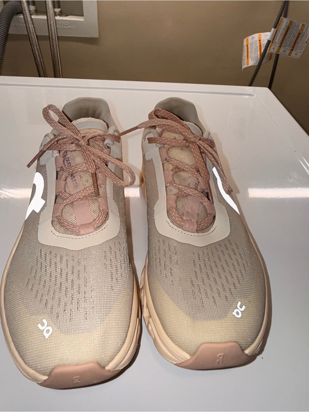 On Running Women's Cloud Sneaker in Beige/Pink